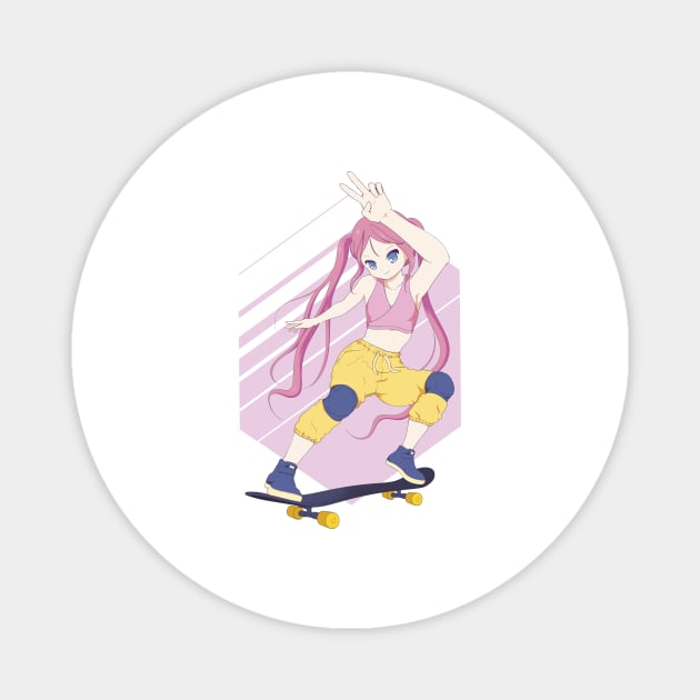 Anime Girl Skater P R t shirt Magnet by LindenDesigns